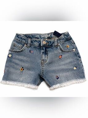 Cat & Jack Blue Denim Shorts with Embroidered Flowers